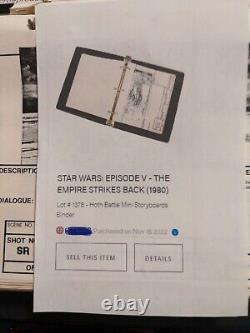 Star wars storyboards Empire Strikes Back movie props George Lucas HOTH ESB x1