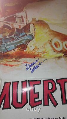 Steven Spielberg movie truck Dennis Weaver signed Duel Movie poster Horror Jaws
