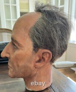 Vintage Male Human Head Hand Made Dummy Movie Prop Human Hair Rare Mannequin