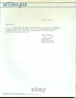 Vintage Star Wars Fan Club Ben Burtt Signed Photo Letter Official Pix Autograph
