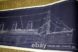 White Star Lines RMS Titanic Ship Blue Print as seen in games/ movies 15 x 50