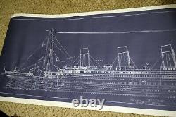 White Star Lines RMS Titanic Ship Blue Print as seen in games/ movies 15 x 50